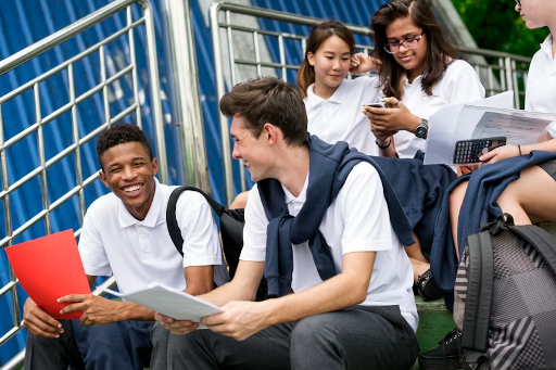 International students on campus